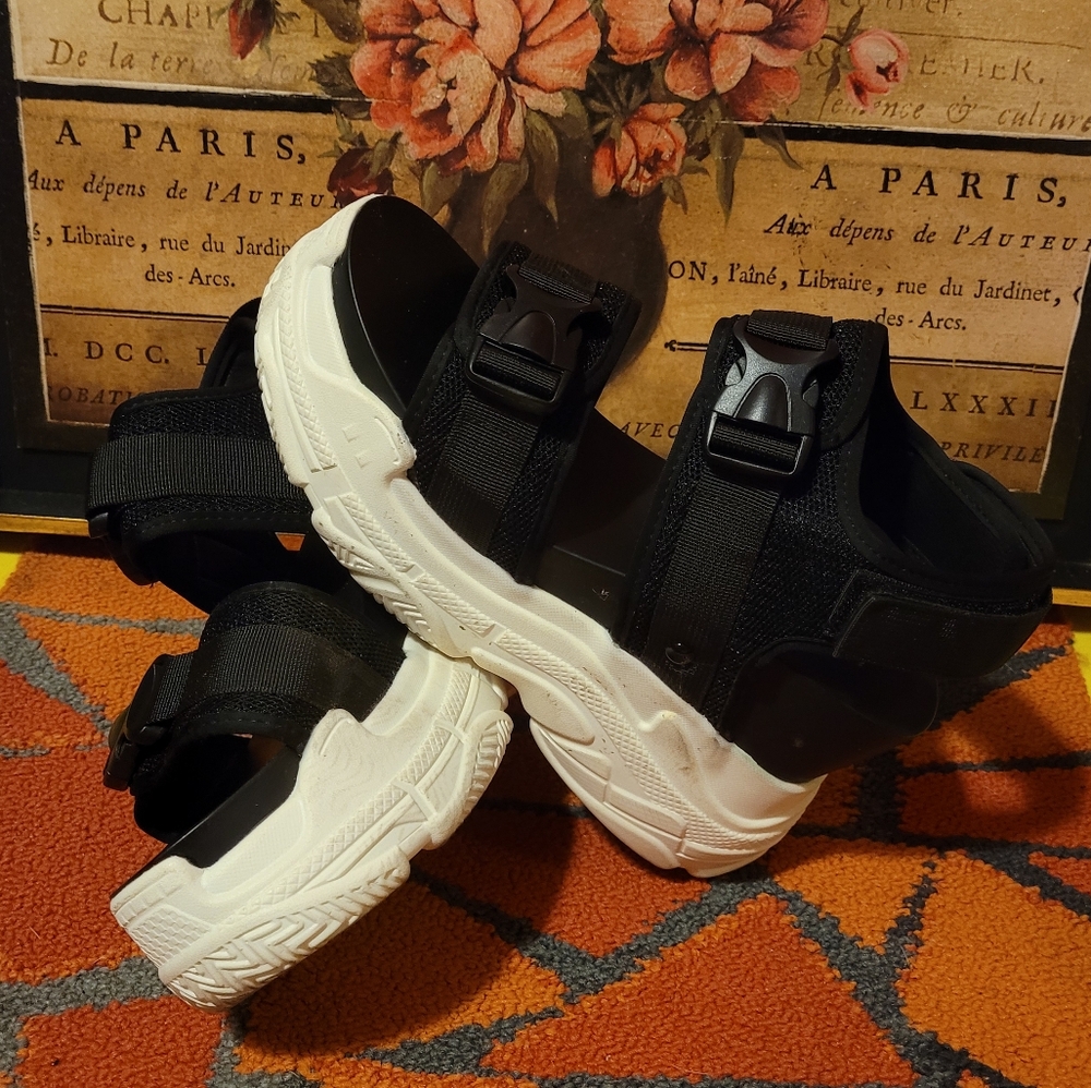 Anthony Wang black and white Buckle Strap Sandal 